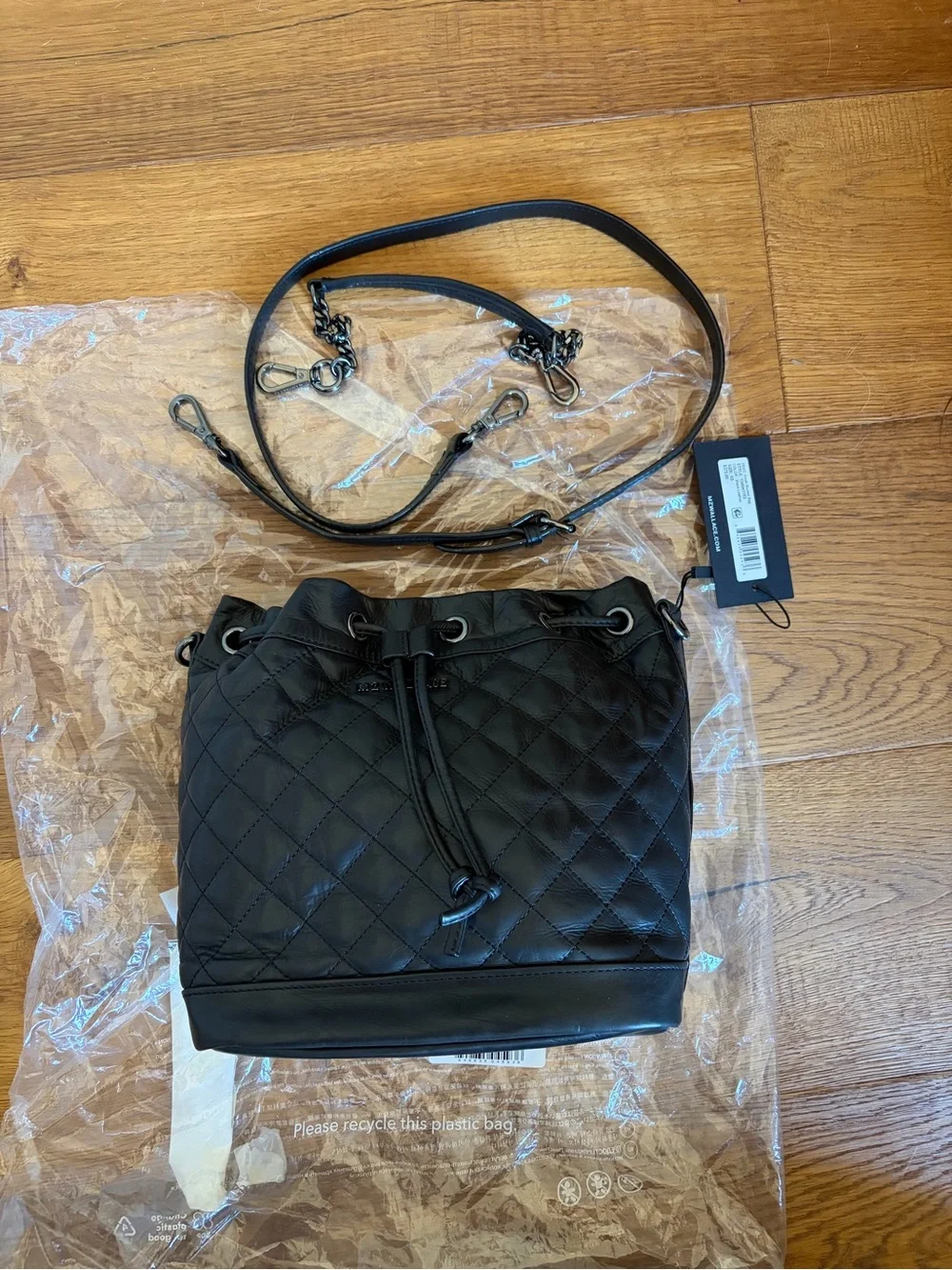 MZ Wallace Black Quilted Small Bucket Bag - Leather